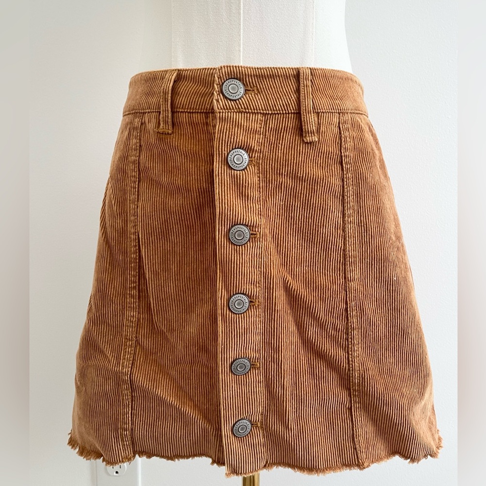 Casual Corduroy Button Skirt